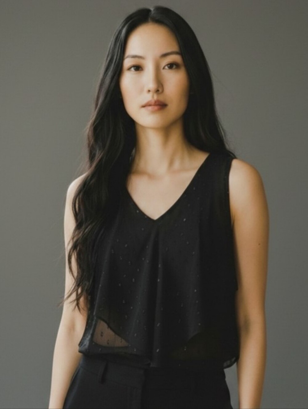 by & by Black Layered Tank Top with Cut-Out